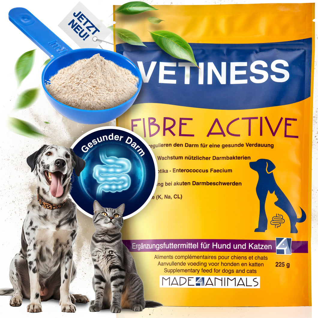 Vetiness Fiber Active Probiotics - para una buena salud intestinal - Enterococcus Faecium - promueve el crecimiento de bacterias intestinales beneficiosas